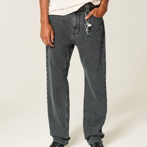 Hollister Men's Washed Black Loose Jeans size 32 x 30